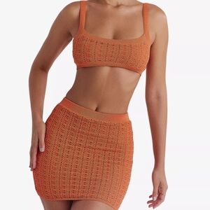 Mistress Rocks Orange Knit Mini Skirt